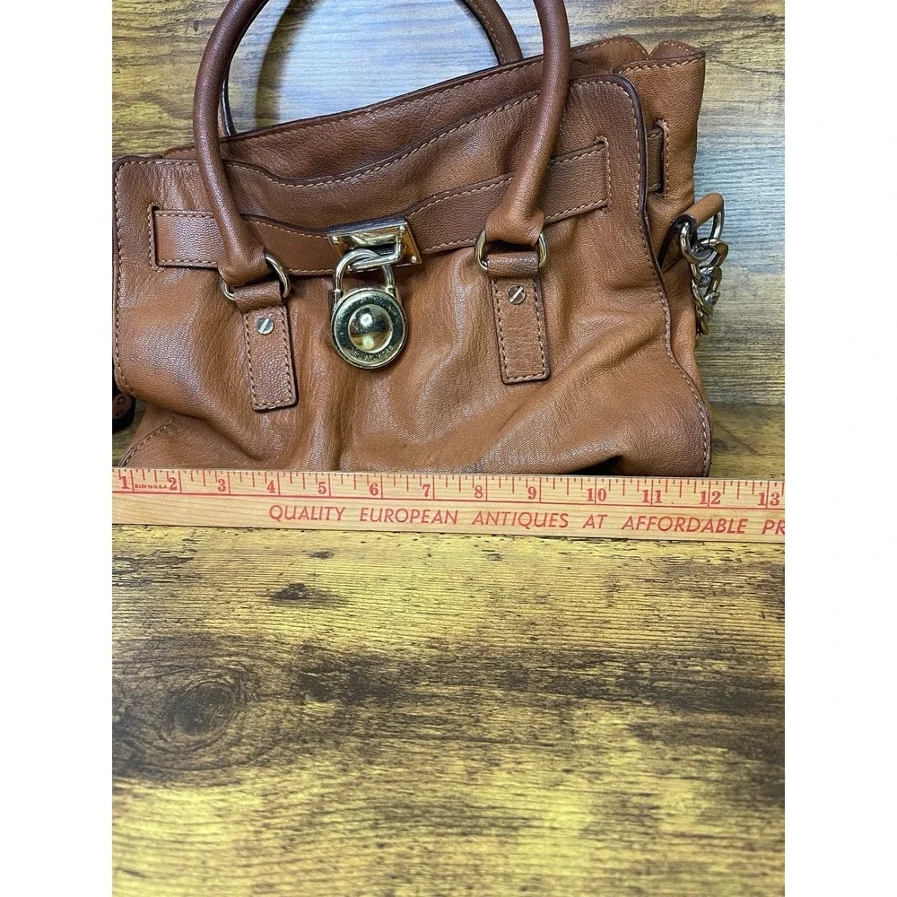 Michael‎ Kors Womens Brown Leather Inner Pockets Bottom Studs Satchel Bag
